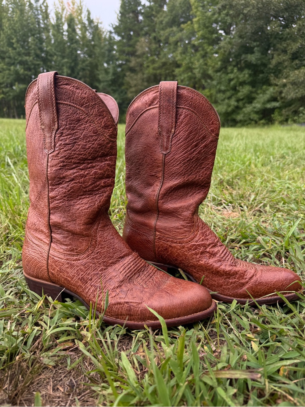 Tecovas Men’s The Jasper 1017 Round-Toe Ostrich Leather Boots size 10 1/2D